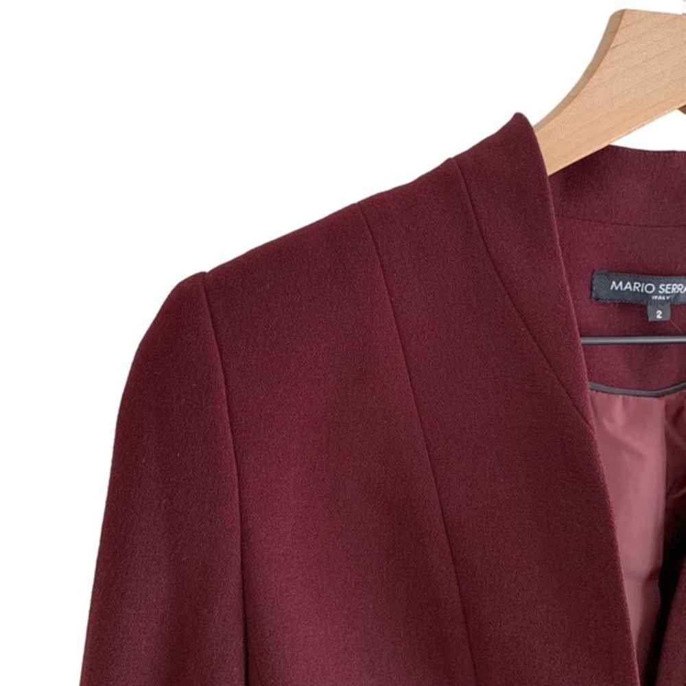 Mario Serrani Italy Burgundy Cropped Peplum Blazer - Picture 5 of 10